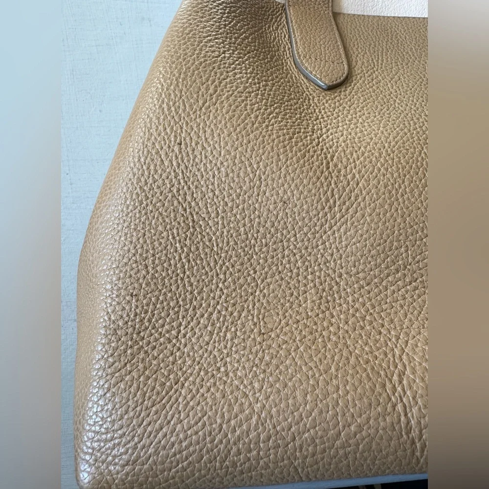 Cuyana Zippered Satchel in Cappuccino Pebbled Leather